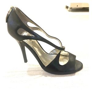 Strappy Black Leather Heels by Guess